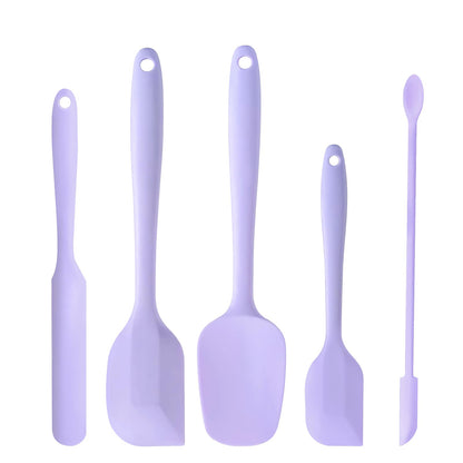 5 Piece Pink Silicone Spatula Set, Heat Resistant Rubber Spatulas Set, Silicone Kitchen Utensils Set Dishwasher Safe for Nonstick Cookware Baking Cooking