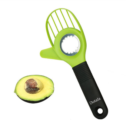 3 in 1 Avocado Slicer Tool and Saver Keeper,Avocado Pit Remover and Cutter as knife peeler scoop with Comfort-Grip Handle (Green-(Slicer+Saver))