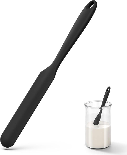 U-Taste Skinny Silicone Jar Spatula Scraper, 10in Sourdough Tool, Black