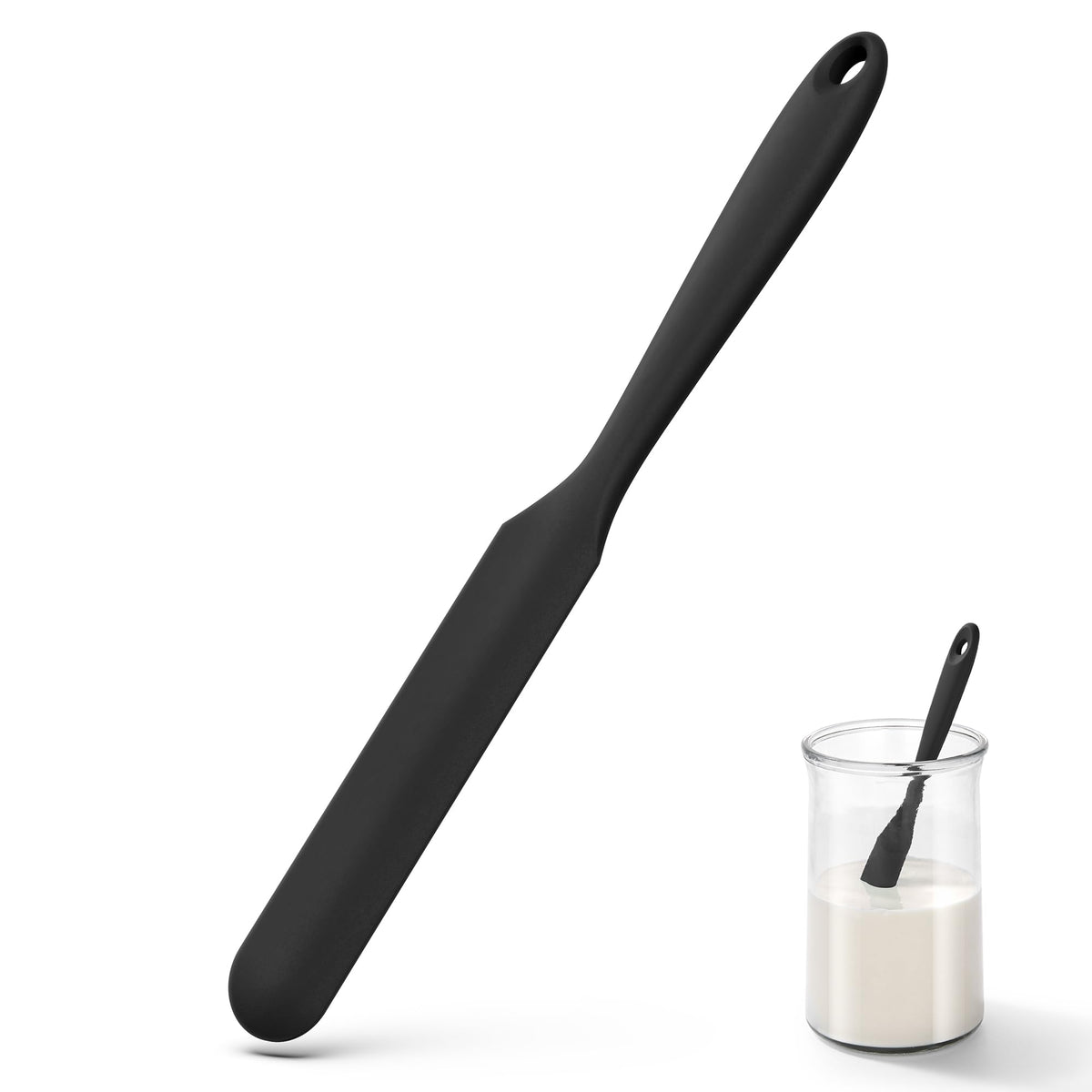 U-Taste Skinny Silicone Jar Spatula Scraper, 10in Sourdough Tool, Black