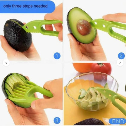 Avocado Cutter Tool, 2 Piece Multifunctional, 3-in-1 Avocado Slicer, Kitchen Gadget, Perfect for Mashing Avocados, Enucleation and Making Guacamole, PP Material