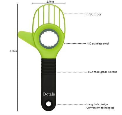 3 in 1 Avocado Slicer Tool Works as a Splitter, Pitter and Cutter as knife peeler scoop with Comfort-Grip Handle (Green-Slicer)