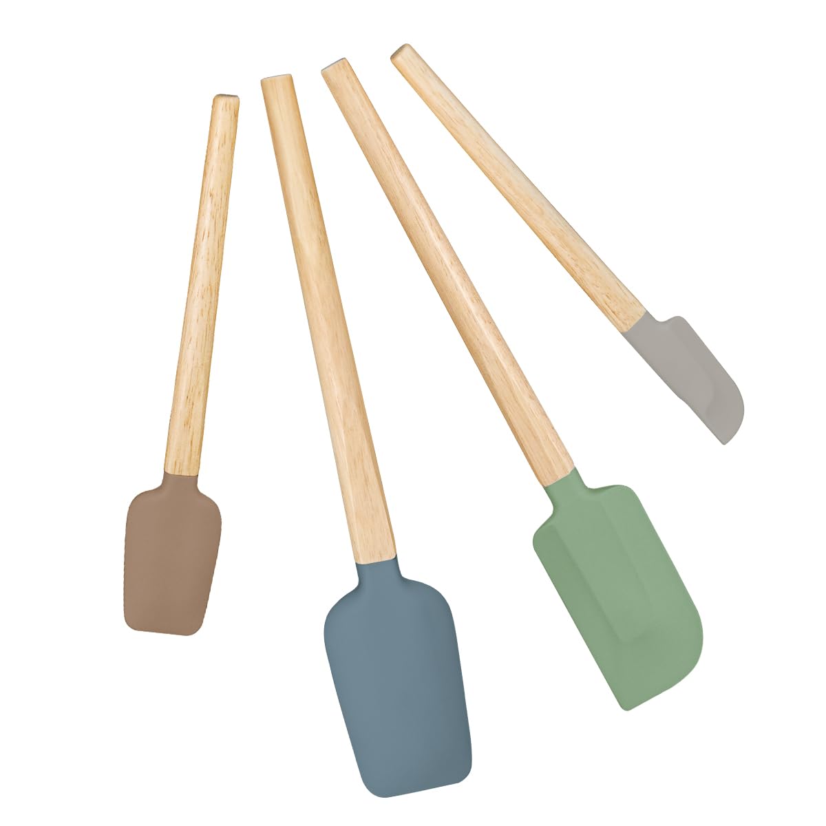 Silicone Spatula Set, Food Grade Rubber Spatula-4 Piece Nonstick Rubber Spatulas, Spoonula, Jar Scraper for Cooking, Baking, Mixing, Frosting - Heat Resistant Up to 600°F (4 Pcs Spatula Green)