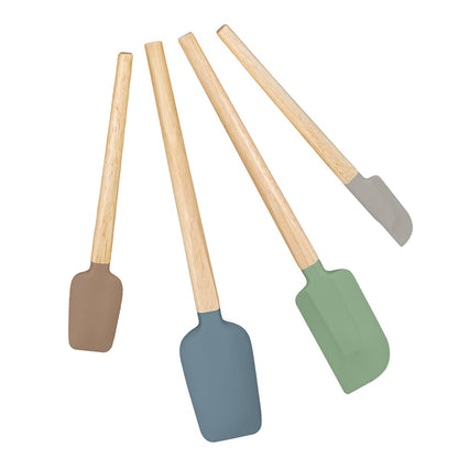 Silicone Spatula Set, Food Grade Rubber Spatula-4 Piece Nonstick Rubber Spatulas, Spoonula, Jar Scraper for Cooking, Baking, Mixing, Frosting - Heat Resistant Up to 600°F (4 Pcs Spatula Green)