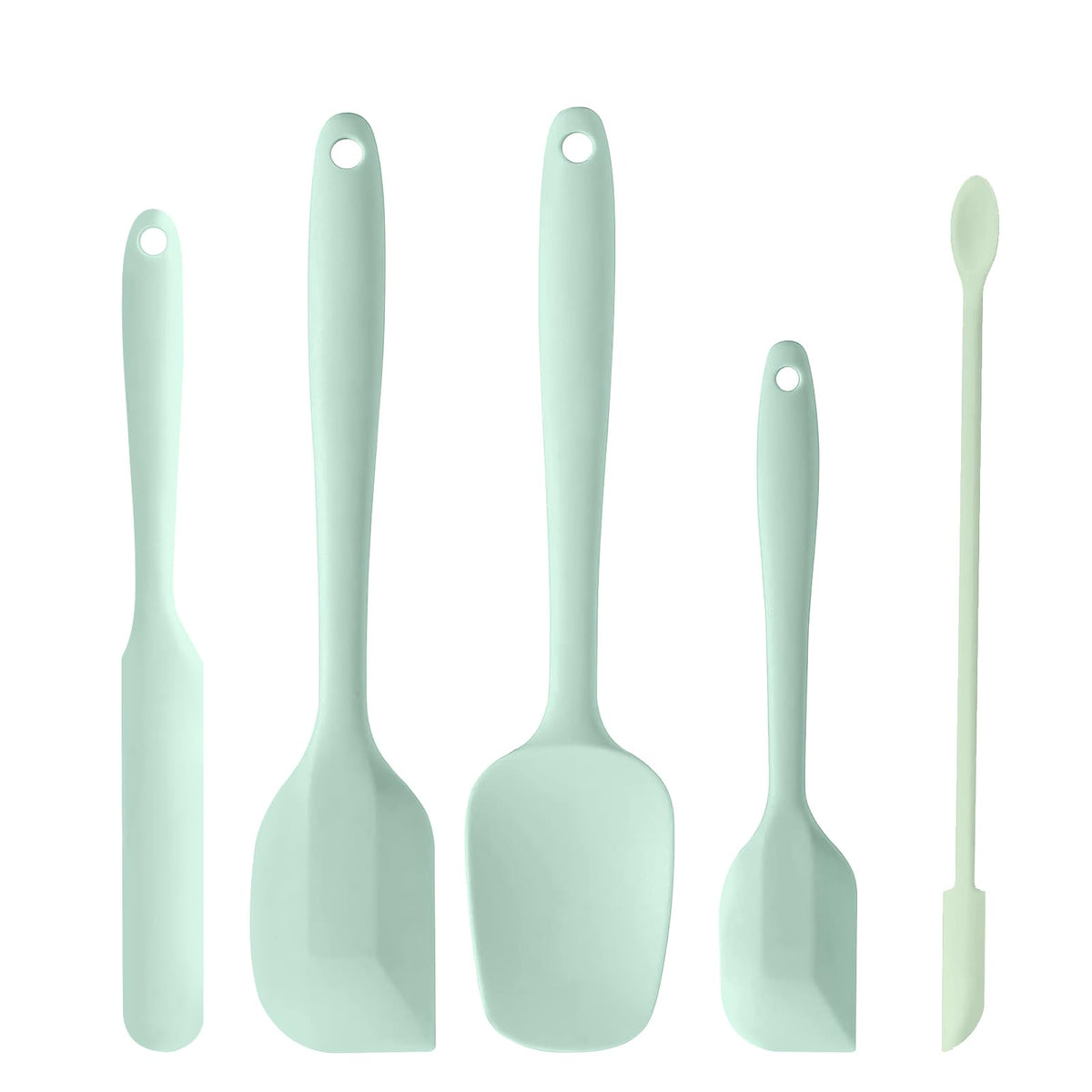 5 Piece Pink Silicone Spatula Set, Heat Resistant Rubber Spatulas Set, Silicone Kitchen Utensils Set Dishwasher Safe for Nonstick Cookware Baking Cooking