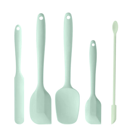 5 Piece Pink Silicone Spatula Set, Heat Resistant Rubber Spatulas Set, Silicone Kitchen Utensils Set Dishwasher Safe for Nonstick Cookware Baking Cooking