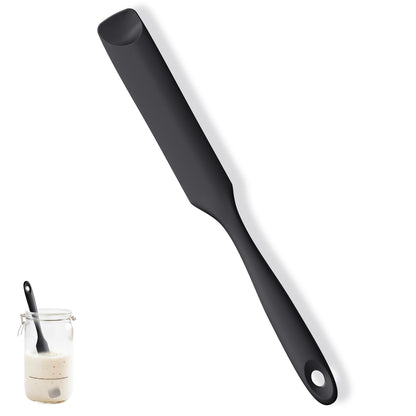 U-Taste Skinny Silicone Jar Spatula Scraper, 10in Sourdough Tool, Black