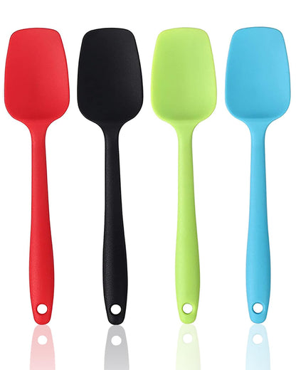 Silicone Spatula Set, Rubber Spoon Spatula for Baking, Heat Resistant Cooking Utensil, Flexible Silicone Spoon Baking Mixing Tool Cooking Gadget (4-Piece)