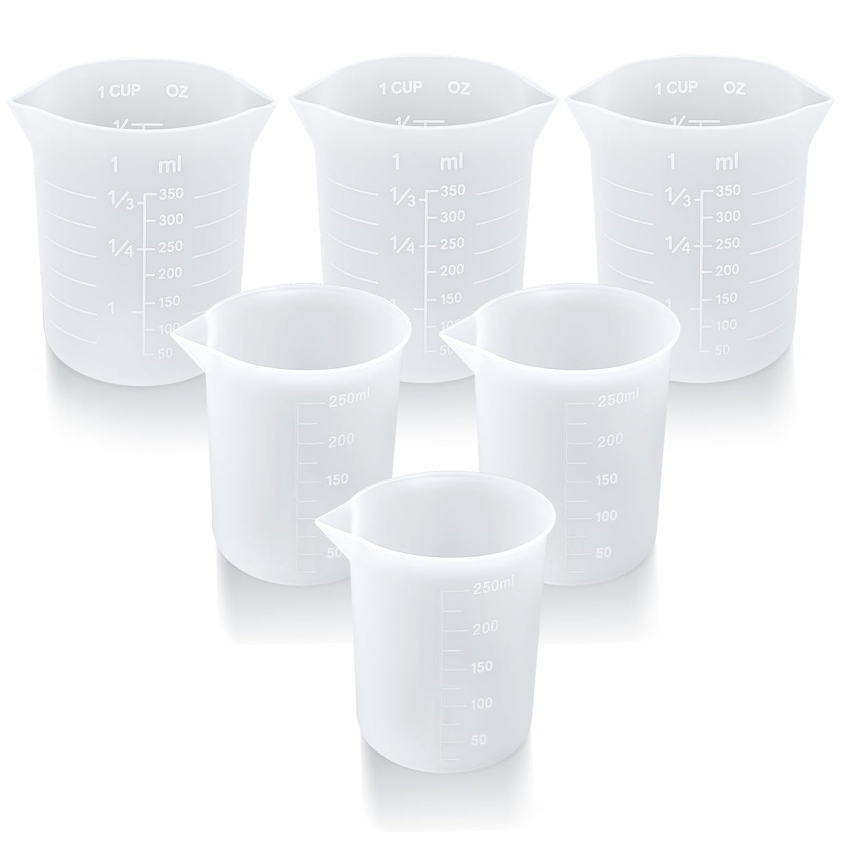 Palksky Silicone Chocolate Melting Cup Set with 4 Silicone Measuring Cups (250ml & 350ml) and 4PCS Heat-Resistant Jar Spatulas, Non-Stick Baking Tools for DIY Chocolate, Butter & Cream Mixing
