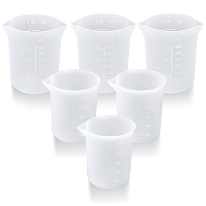 Palksky Silicone Chocolate Melting Cup Set with 4 Silicone Measuring Cups (250ml & 350ml) and 4PCS Heat-Resistant Jar Spatulas, Non-Stick Baking Tools for DIY Chocolate, Butter & Cream Mixing