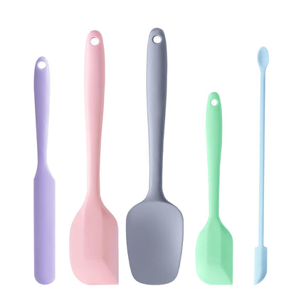 5 Piece Pink Silicone Spatula Set, Heat Resistant Rubber Spatulas Set, Silicone Kitchen Utensils Set Dishwasher Safe for Nonstick Cookware Baking Cooking