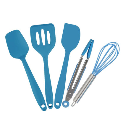 Collfa Rose Gold And Pink Kitchen Utensil Small Five-Piece Set Mini Silicone Kids Kitchen Tools Whisk Spatula Tongs Spoon And Slotted Spatula(Kids Baking Supplies)