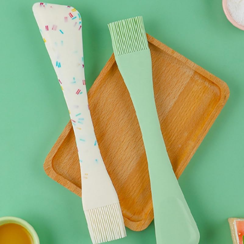 Hemoton Silicone Spatula with Brush 2-in-1 Baking Scraper for Spreading Jam Jelly Mayonnaise Mixing Batter Cooking and Dessert Making Easy to Clean Kitchen Utensil 10.35 in