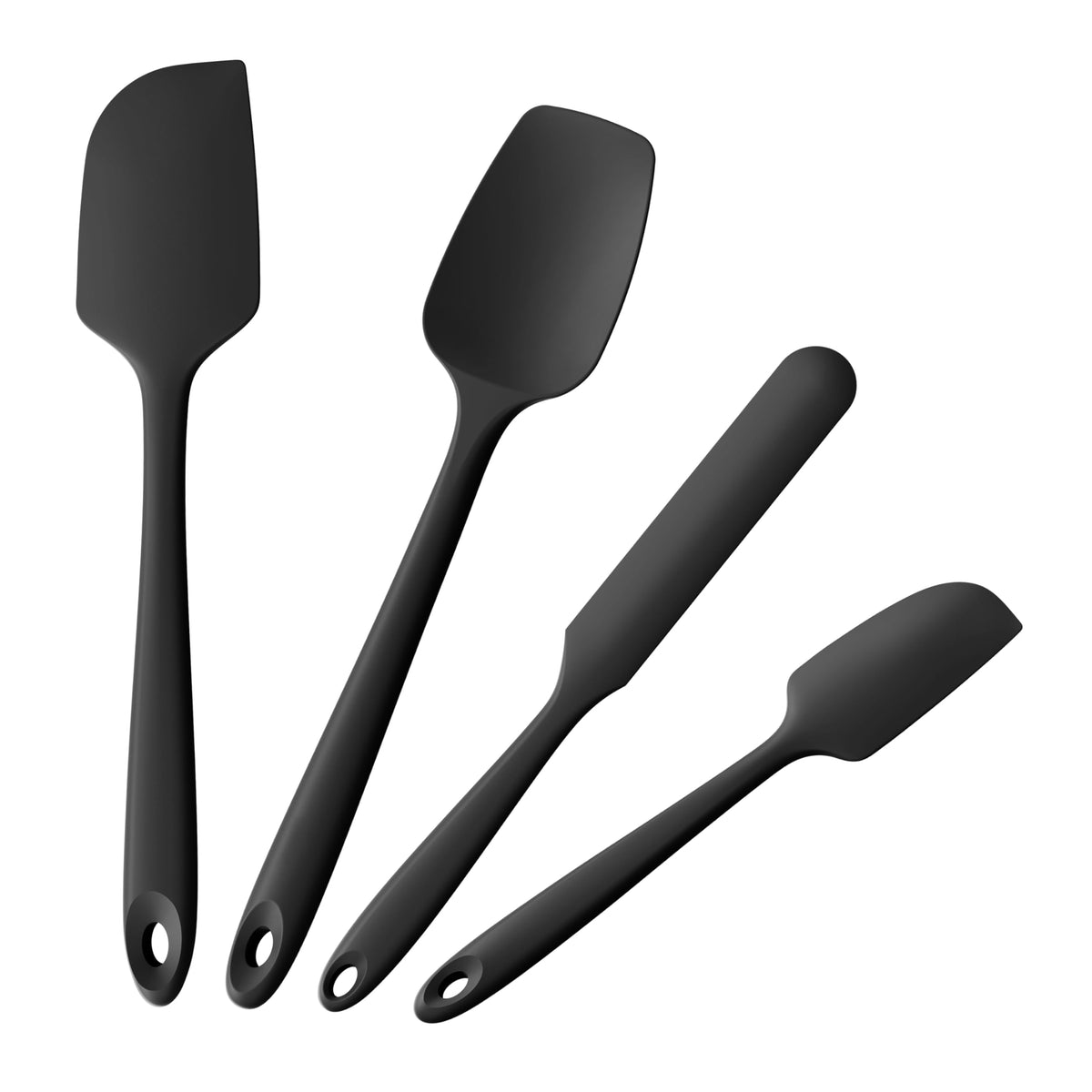 Doosu 600°F Heat Resistant Silicone Spatula Scrapers (Set of 4, Multi-3)