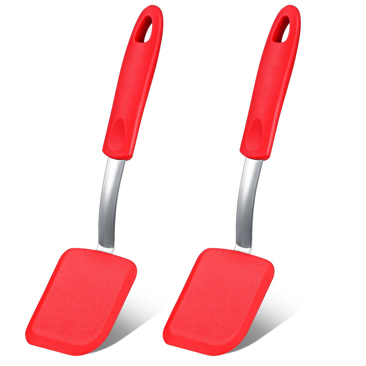 2 Pcs Mini Silicone Cookie Brownie Spatula,Solid Flat,Green