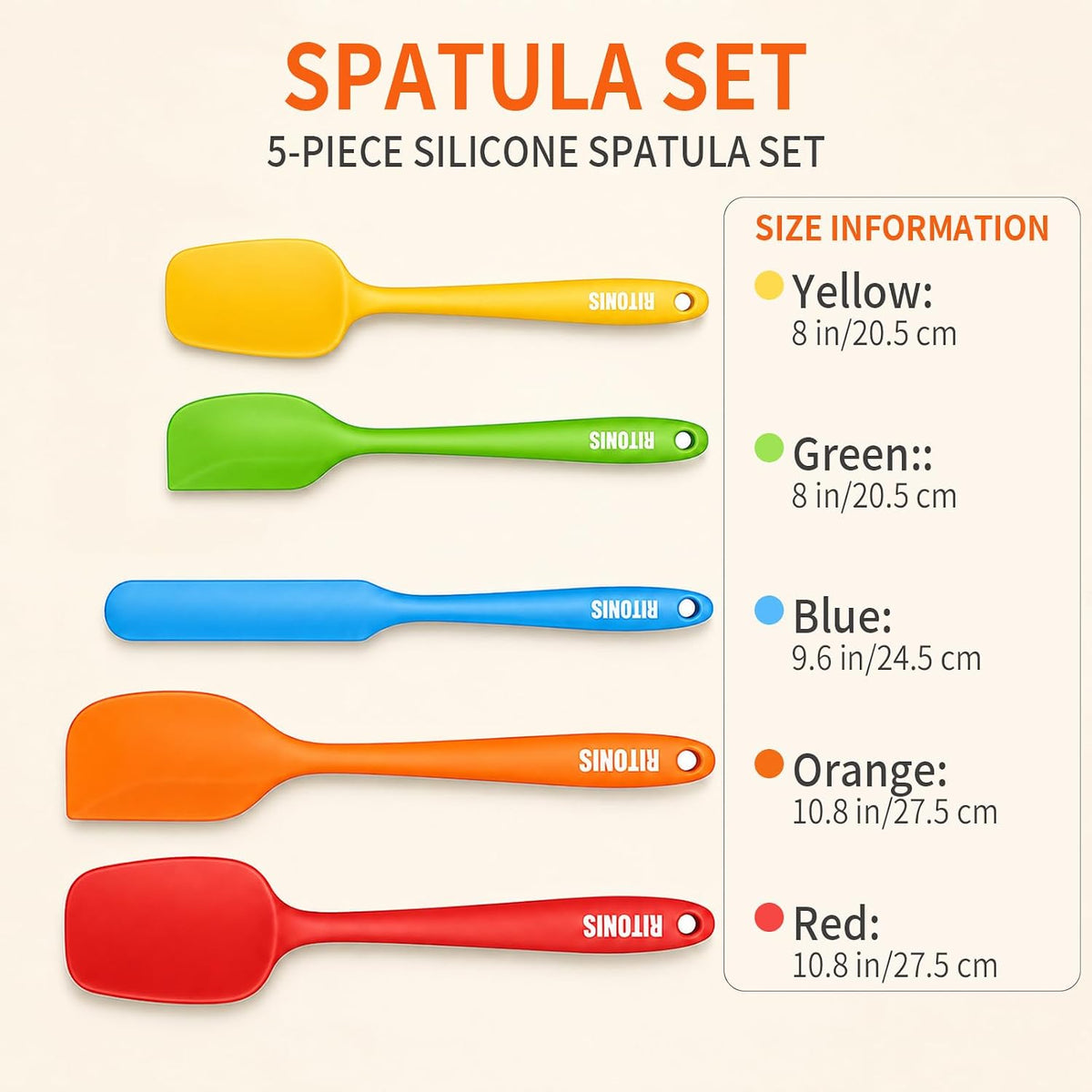 Silicone Spatula Set, 5-Piece Heat Resistant Scraper Tools