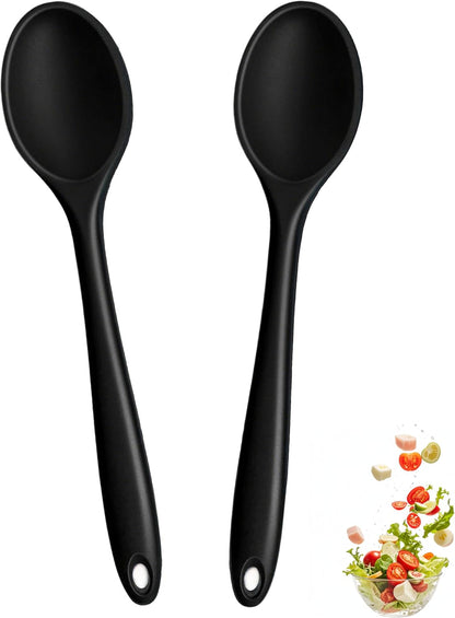 2 Pcs Silicone Spoons,Heat Resistant Mixing Spoons,10in