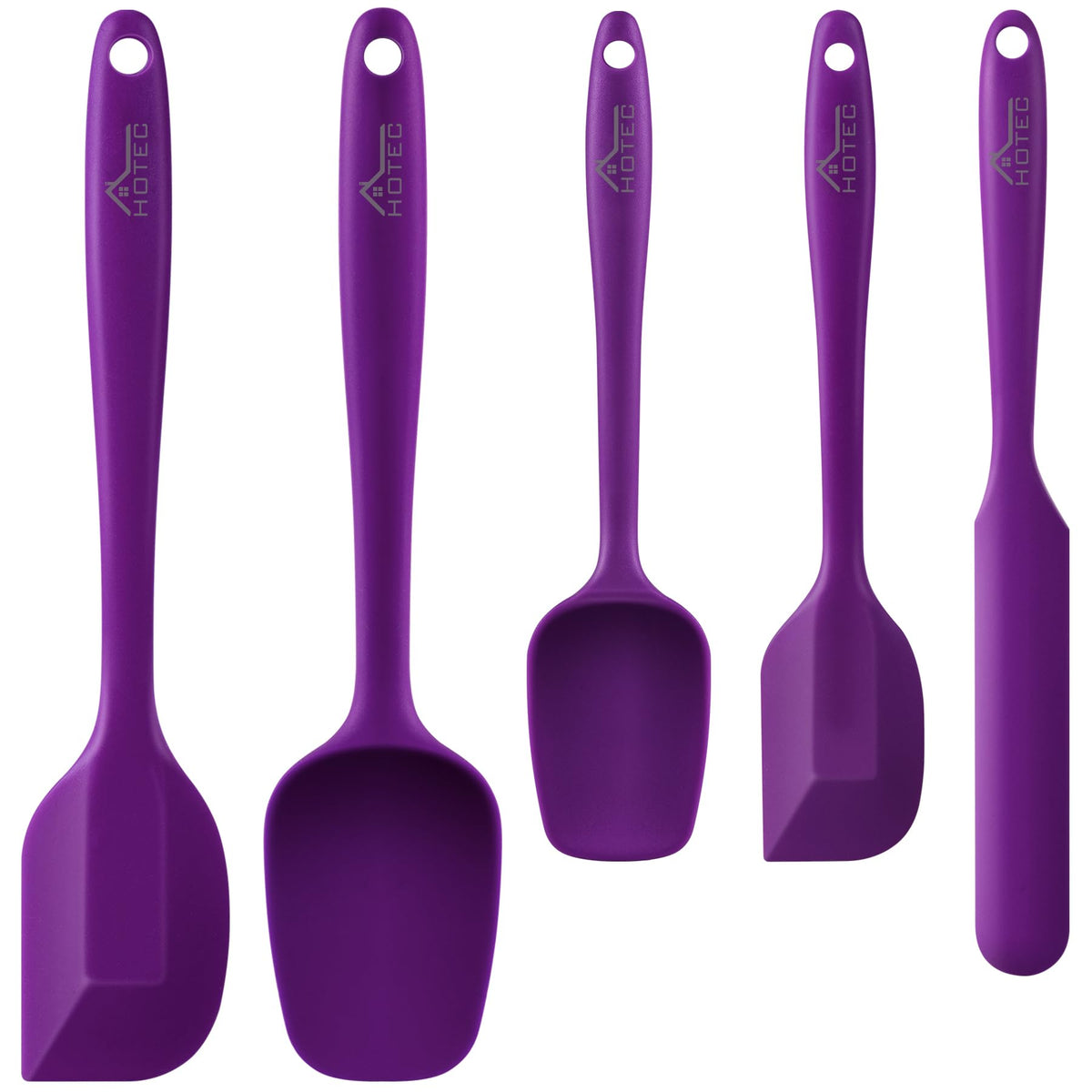 HOTEC Silicone Rubber BPA-Free Spatula Set, Set of 5, Classic Blue