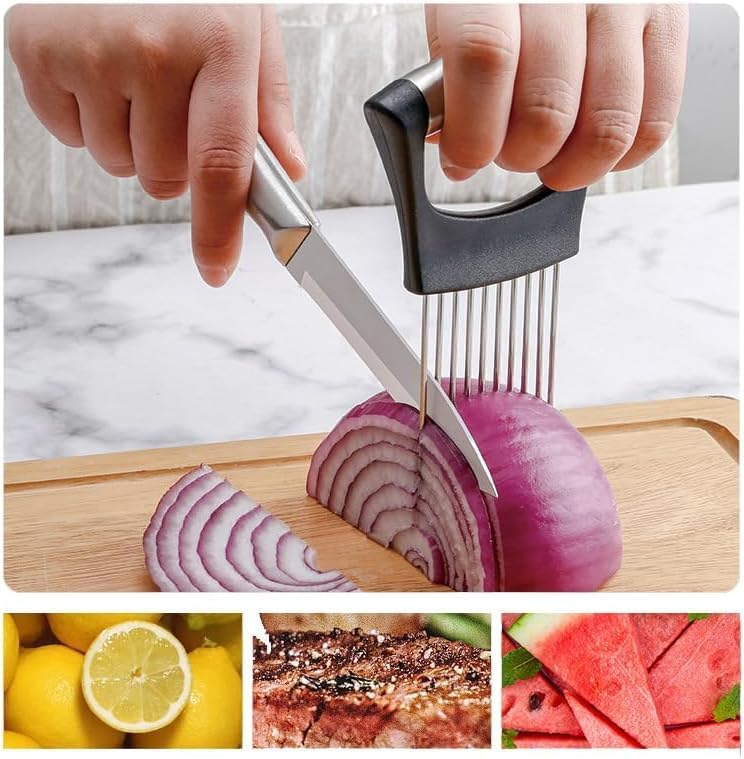 Onion Holder for, Lemon Slicer Onion Cutter for Slicing, Vegetable Cutter for Potato and Tomato, Avocados, Eggs, Food Slicer Assistant Tool for Slicing Fruit Lemon and Meat