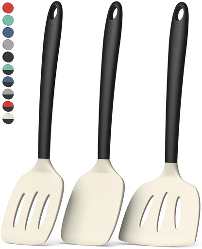 Coukre Silicone Spatula Set of 7, BPA Free Food Grade Silicone Cooking Utensils, Heat Resistant Kitchen Tools for Nonstick Cookware, Dishwasher Safe Spatulas for Cooking and Baking（7,PureDarkBlue）