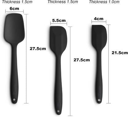 3-Piece Silicone Spatula Set, 600°F Heat Resistant, Black