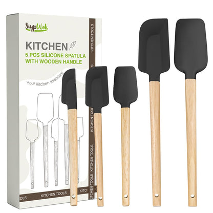 Silicone Spatula Set, Food Grade Rubber Spatula-4 Piece Nonstick Rubber Spatulas, Spoonula, Jar Scraper for Cooking, Baking, Mixing, Frosting - Heat Resistant Up to 600°F (4 Pcs Spatula Green)