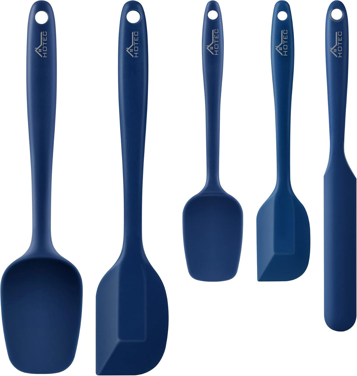 HOTEC Silicone Rubber BPA-Free Spatula Set, Set of 5, Classic Blue