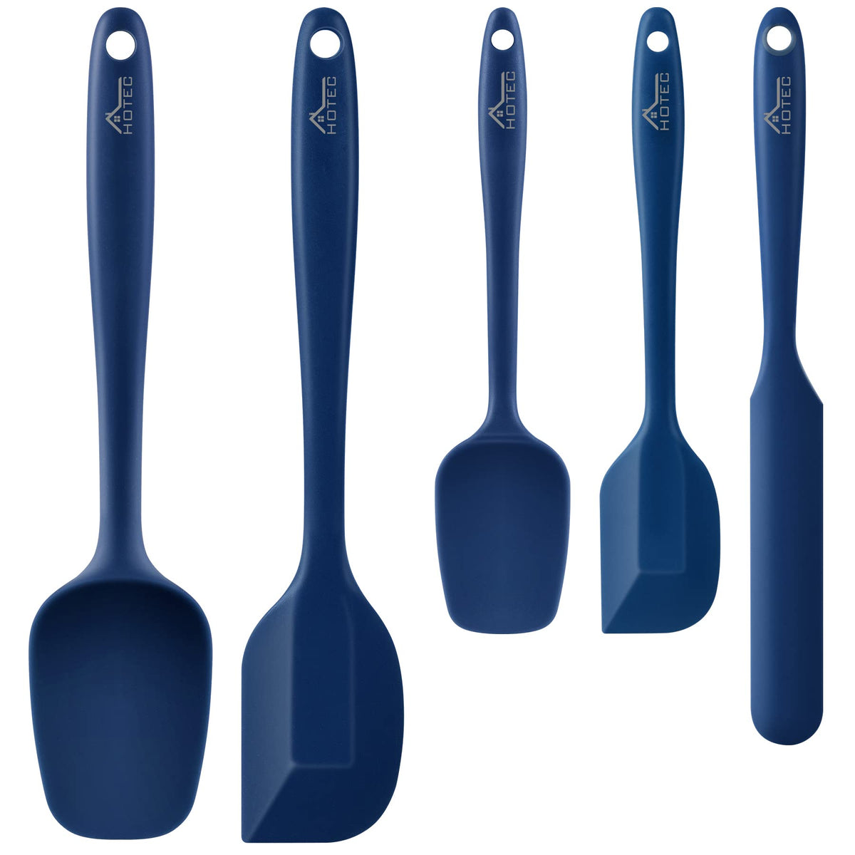 HOTEC Silicone Rubber BPA-Free Spatula Set, Set of 5, Classic Blue