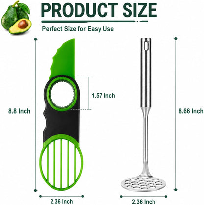 Avocado Slicer, Avocado Tool 3-In-1 & Avocado Masher Stainless Steel, Dishwasher Safe, Quickly Slices and Masher, Food-Grade Safe, for Avocado Cutting and Peeling