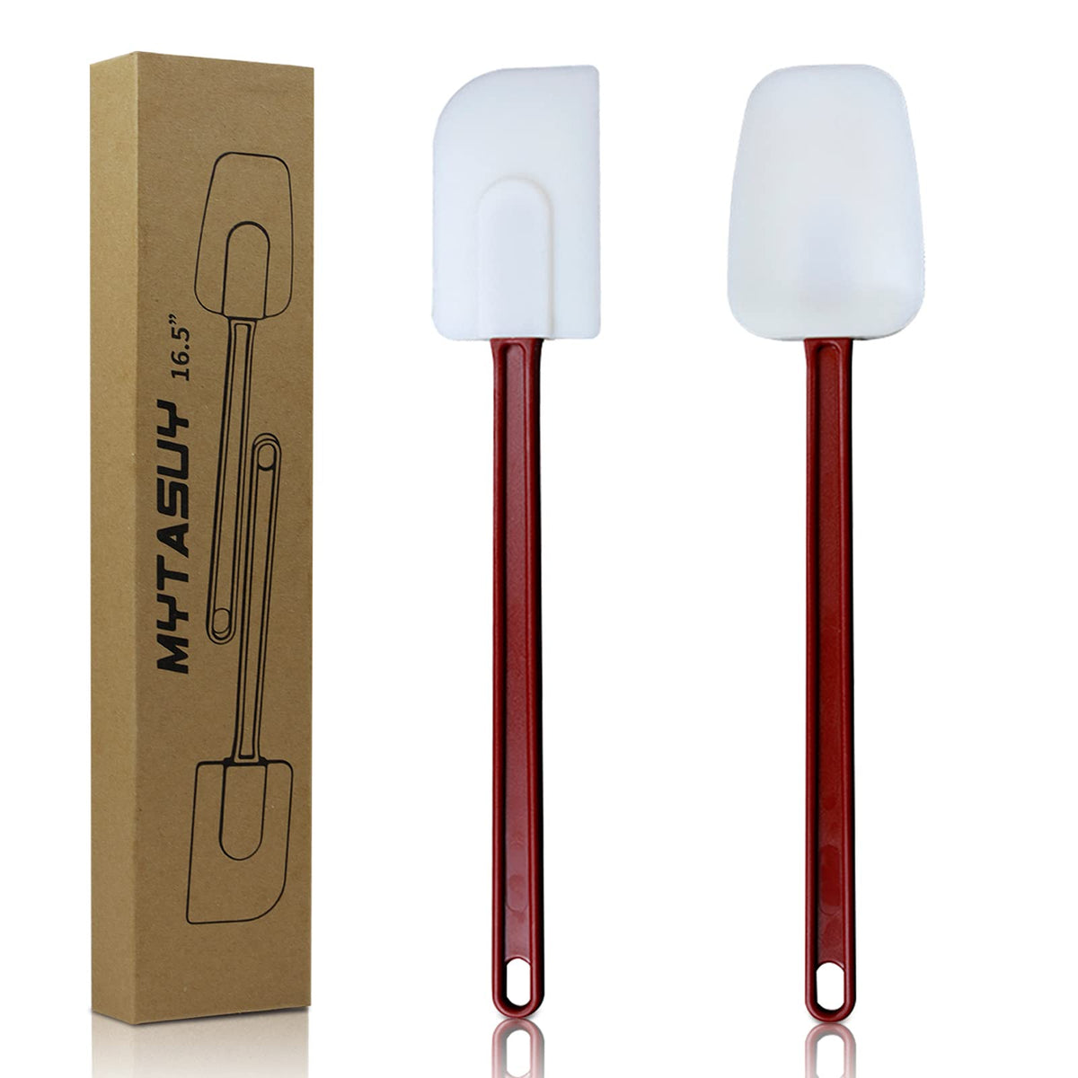 16.5 INCH Silicone Spatulas Heat Resistant Heavy Duty Rubber Spatulas Commercial Spatulas Set for Kitchen Use Silicone Cooking Utensils Sets of 2