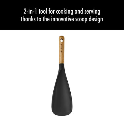 Staub Silicone with Wood Handle Cooking Utensil, Multi-function Spatula Spoon