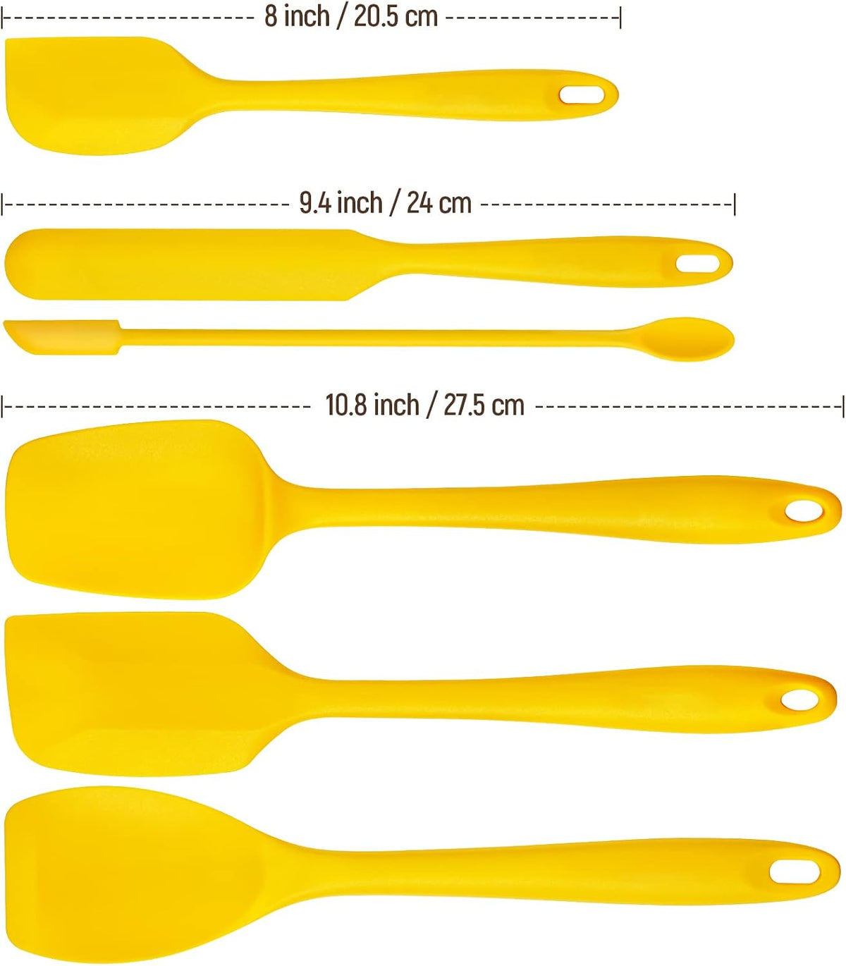 Tomorotec Silicone Spatulas Set 6Pc Heat Resistant Baking Cooking Yellow