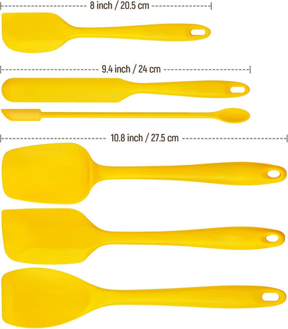 Tomorotec Silicone Spatulas Set 6Pc Heat Resistant Baking Cooking Yellow