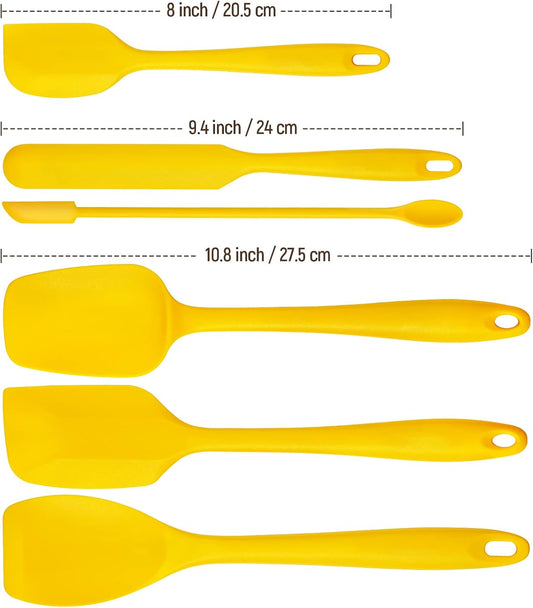 Tomorotec Silicone Spatulas Set 6Pc Heat Resistant Baking Cooking Yellow