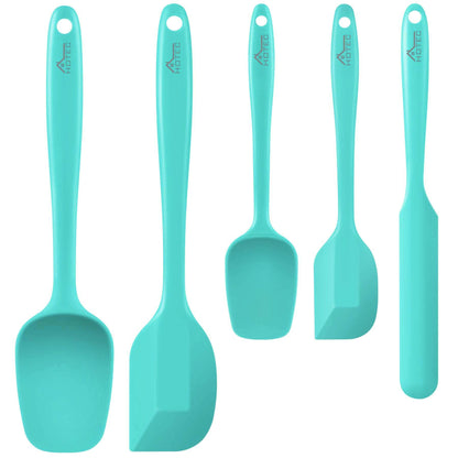 HOTEC Silicone Rubber BPA-Free Spatula Set, Set of 5, Classic Blue