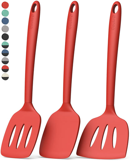 Coukre Silicone Spatula Set of 7, BPA Free Food Grade Silicone Cooking Utensils, Heat Resistant Kitchen Tools for Nonstick Cookware, Dishwasher Safe Spatulas for Cooking and Baking（7,PureDarkBlue）