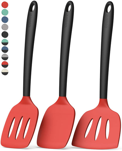 Coukre Silicone Spatula Set of 7, BPA Free Food Grade Silicone Cooking Utensils, Heat Resistant Kitchen Tools for Nonstick Cookware, Dishwasher Safe Spatulas for Cooking and Baking（7,PureDarkBlue）