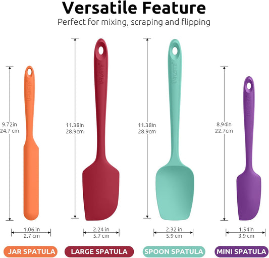U-Taste Silicone Spatula Set 600°F High Heat Resistant, 4-Pcs, Multicolor