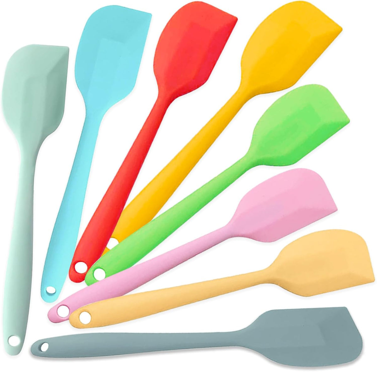 KAKAMINA Silicone Spatula Set, 8 Pack 11 Inch, Sturdy Steel Core