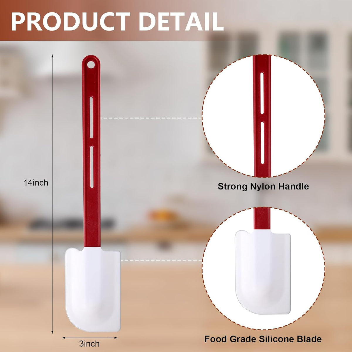Norme 4 Pcs Commercial Rubber Spatula Heat Resistant, 14 Inch