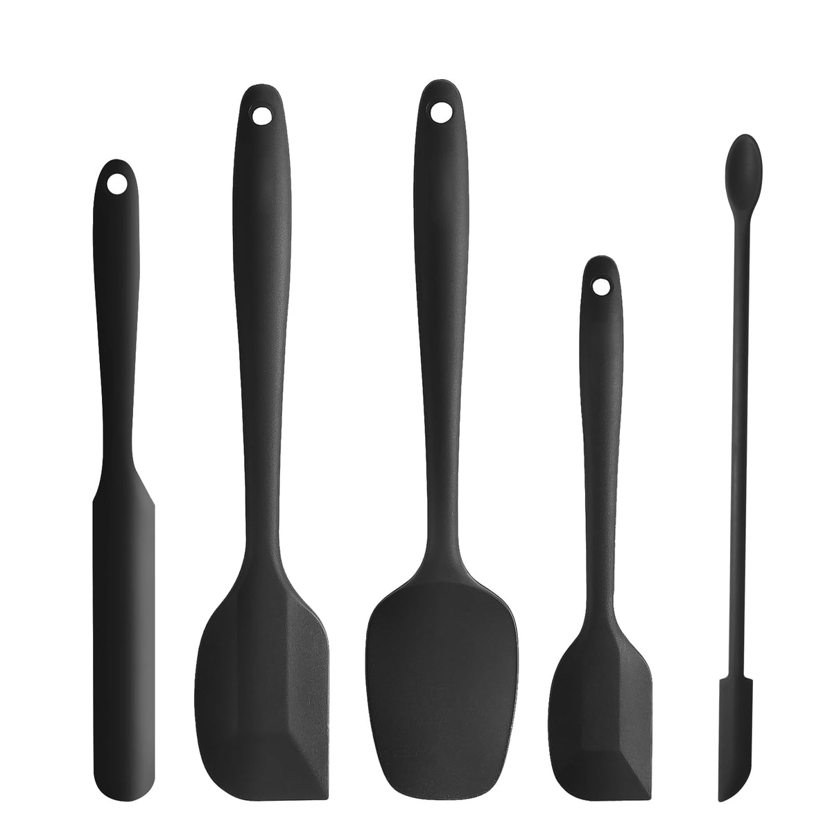 5 Piece Pink Silicone Spatula Set, Heat Resistant Rubber Spatulas Set, Silicone Kitchen Utensils Set Dishwasher Safe for Nonstick Cookware Baking Cooking