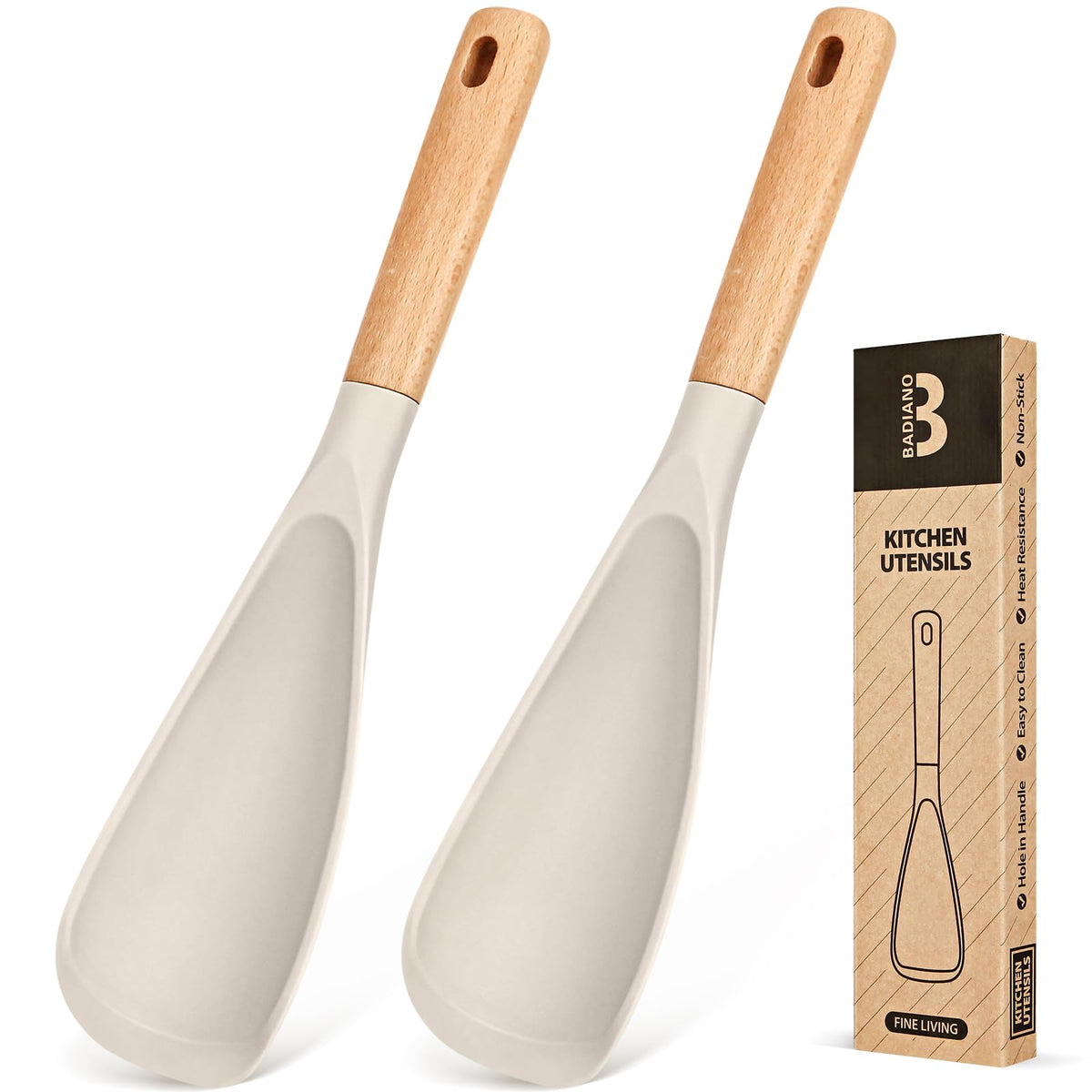 Badiano Silicone Cooking Spoon for Nonstick Cookwares, Multi-function,11.4"