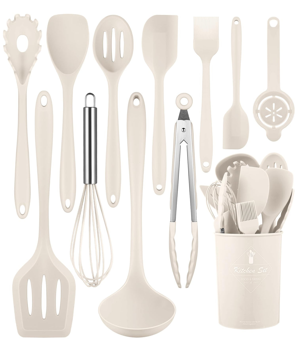 Pink Kitchen Utensils Set-12 Pieces Silicone Cooking Utensils Set
