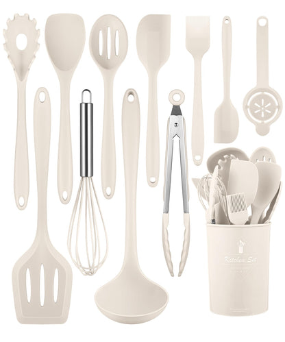 Pink Kitchen Utensils Set-12 Pieces Silicone Cooking Utensils Set