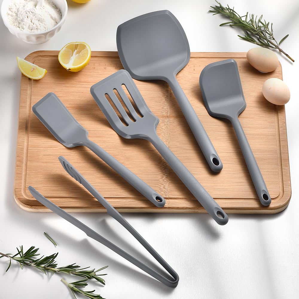 6 Pieces Silicone Spatula Set, Food Grade Rubber Spatula with Ergonomic Grip, Rubber Spatulas Silicone Heat Resistant Spatula Set for Kitchen Use, BPA Free Dishwasher Safe, Blue