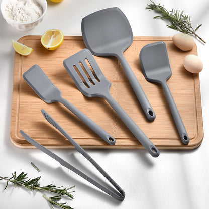 6 Pieces Silicone Spatula Set, Food Grade Rubber Spatula with Ergonomic Grip, Rubber Spatulas Silicone Heat Resistant Spatula Set for Kitchen Use, BPA Free Dishwasher Safe, Blue