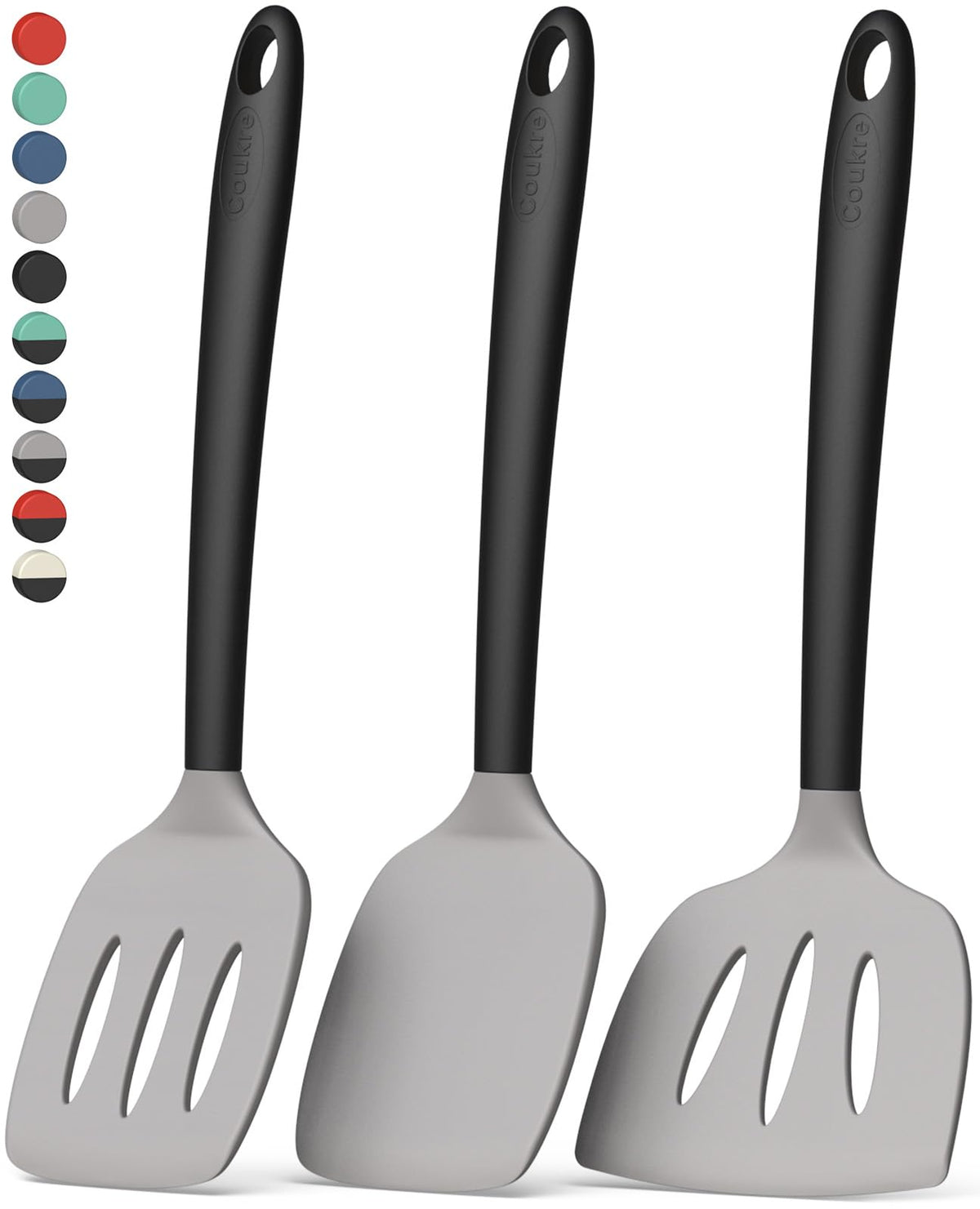 Coukre Silicone Spatula Set of 7, BPA Free Food Grade Silicone Cooking Utensils, Heat Resistant Kitchen Tools for Nonstick Cookware, Dishwasher Safe Spatulas for Cooking and Baking（7,PureDarkBlue）