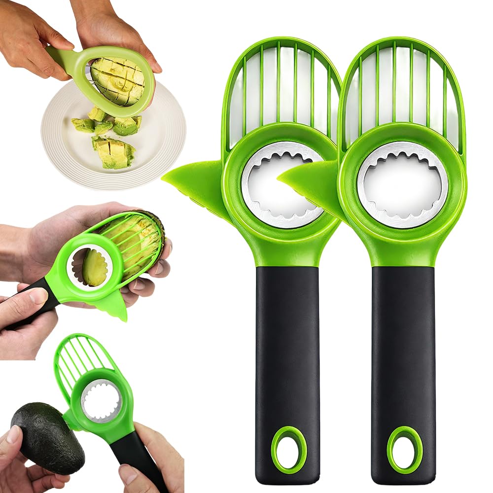 3-in-1 Avocado Slicer, 2026 New Avocado Pitter, Multifunctional Avocado Tool for Kitchen Helper, Ergonomic Avocado Cutter for Salads, Non-Slip Handle Avocado Slicer for Home Cooking (3 Set)