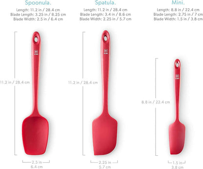 DI ORO Silicone Spatula Set - 600F Heat Resistant, 3-Pc Red