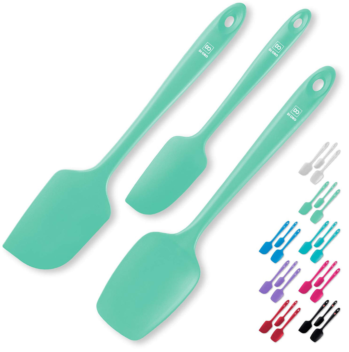 DI ORO Silicone Spatula Set - 600F Heat Resistant, 3-Pc Red